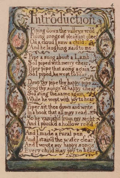 Canciones de Inocencia y de Experiencia, Placa 4, Introducción (Bentley 4) de William Blake